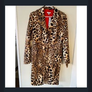 Cache Cheetah Print Trench/Dress Coat